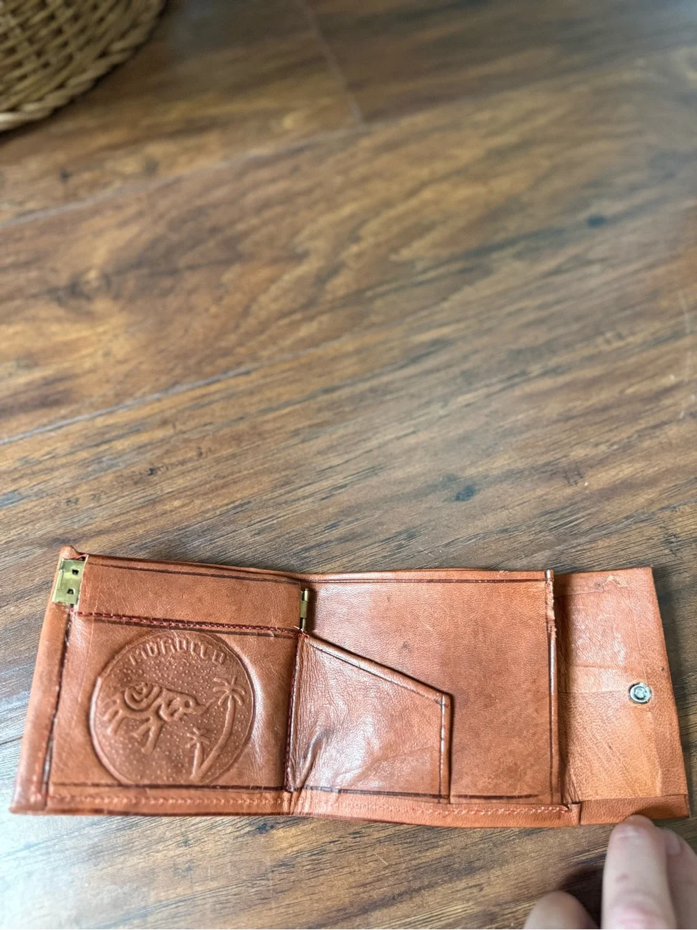 Vintage Moroccan Leather Wallet Handmade Original Brown Leather